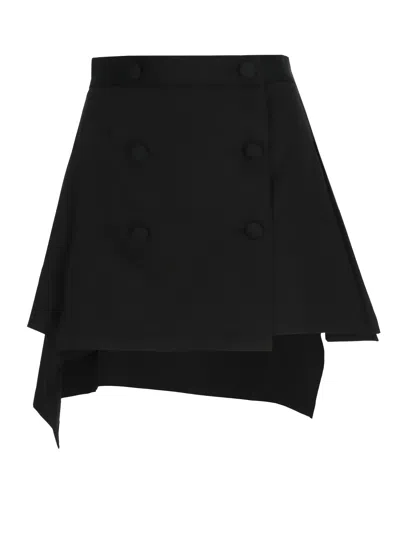 Vivienne Westwood Asymmetric Hem Mini Skirt With Front Button Fastening In Black