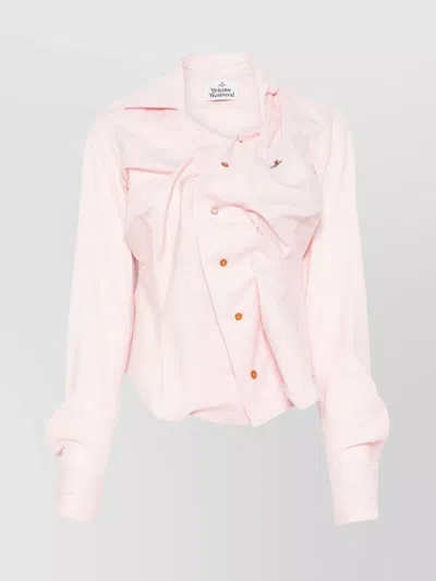 Vivienne Westwood Asymmetric Long Sleeve Buttoned Top In Pink