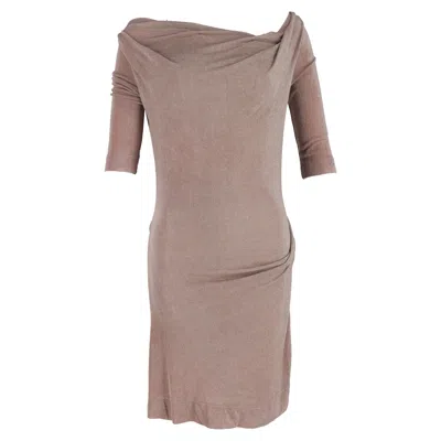 Vivienne Westwood Asymmetric Neckline Midi Dress In Brown Viscose