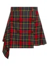 Vivienne Westwood Asymmetric Wrap Skirt With Check Pattern And Button Fastening In Multi