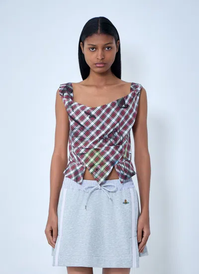 Vivienne Westwood Asymmetric Plaid Top In Multi