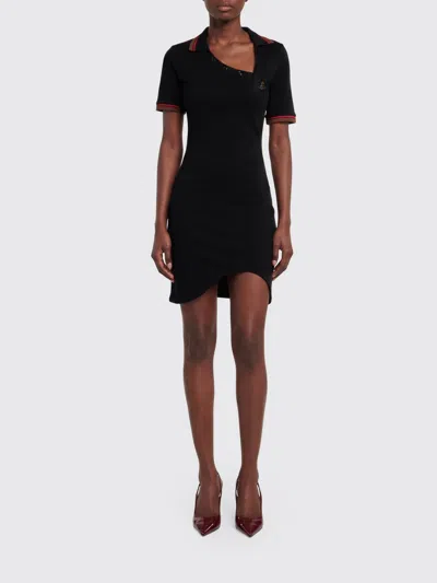 Vivienne Westwood Asymmetric Polo Mini Dress In Cotton With Embroidered Orb Logo In Multi