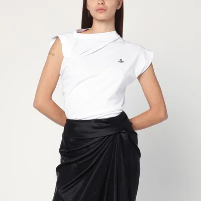 Vivienne Westwood Asymmetric White T-shirt With Orb Logo Women