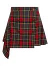 Vivienne Westwood Asymmetric Wrap Skirt With Check Pattern And Button Fastening In Multi