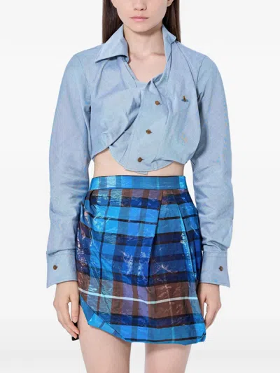 Vivienne Westwood Asymmetrical Cropped Shirt In Blue
