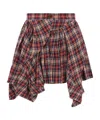 Vivienne Westwood Nymph Asymmetric Gathered Checked Linen And Cotton-blend Mini Skirt In Multicolor
