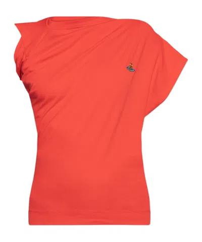 Vivienne Westwood Asymmetric Sleeves Twist Detail Top In Red