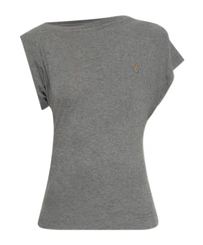 Vivienne Westwood Hebo Asymmetric Ribbed-knit Top In Gray