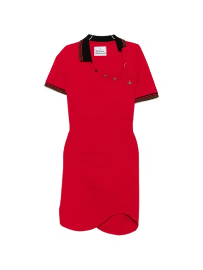 Vivienne Westwood Asymmetric-neck Polo Mini Dress In Red