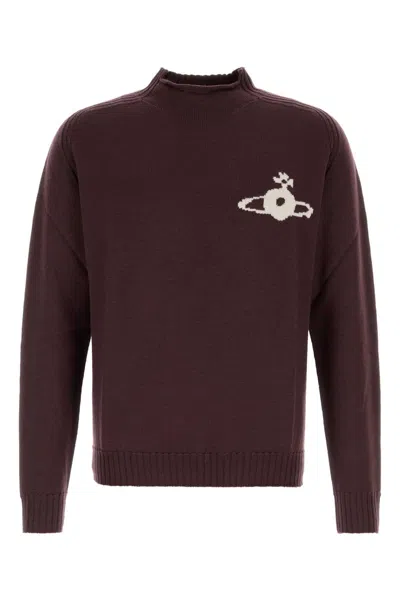 Vivienne Westwood Aubergine Wool Fisherman Sweater In Brown