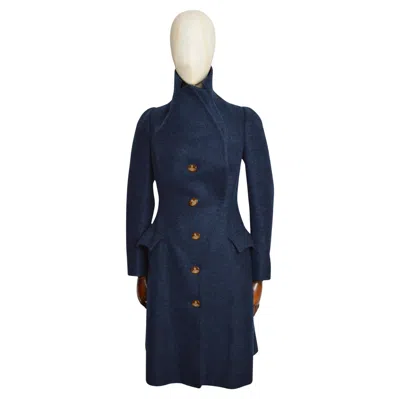 Pre-owned Vivienne Westwood A/w 2010  Midnight Blue Structured Long Wool Coat
