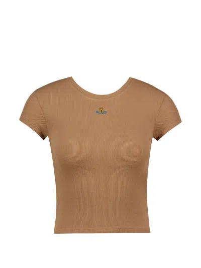 Vivienne Westwood Baby Peru Orb-embroidered T-shirt In Brown