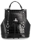 Vivienne Westwood Crocodile-embossed Leather Backpack With Orb Emblem In Black