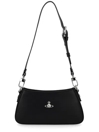 Vivienne Westwood Tasha Shoulder Phone Bag Faux Leather Black-3d-orb