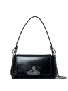 Vivienne Westwood Hazel Medium Glossed Leather Shoulder Bag In Black
