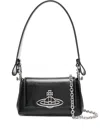 Vivienne Westwood Rectangular Black Handbag With Silver Emblem In Black