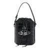 Vivienne Westwood Black Leather Daisy Bucket Bag In Black