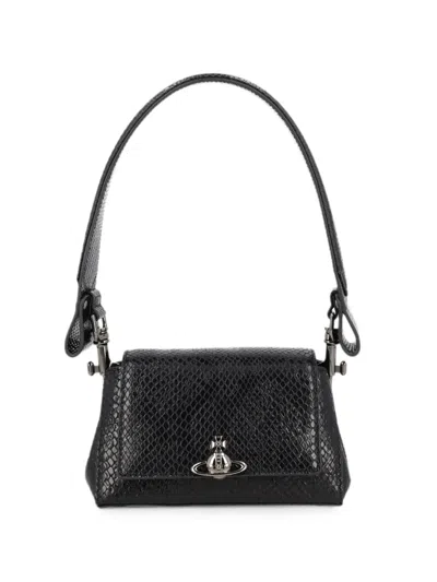 Vivienne Westwood Hazel Shoulder Bag Textured Finish Handle In Black