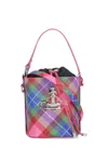 Vivienne Westwood Candy Tartan Daisy Drawstring Coated-canvas Bucket Bag In Multicolour