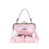 Vivienne Westwood Granny Frame Metallic-effect Tote Bag In Pink