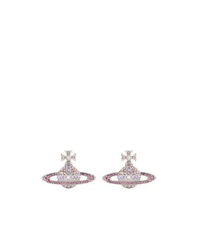 Vivienne Westwood Ball Earrings In Platinum/pink
