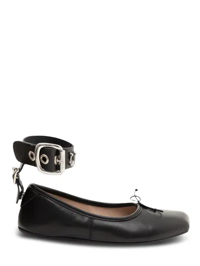 Vivienne Westwood Bardot Ballerina Flat Shoes With Ankle Strap And Charms In Black
