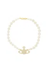 Vivienne Westwood Bas Relief Pearl-chain Choker In Golden
