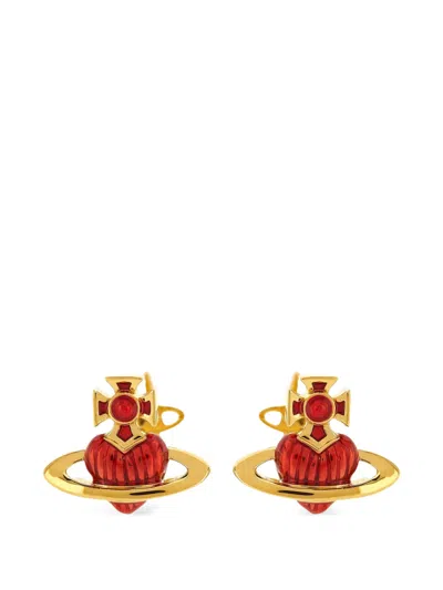 Vivienne Westwood Bas Relief Heart Earrings In Gold
