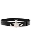 Vivienne Westwood Bas Relief Orb-embellished Leather Belt In Black
