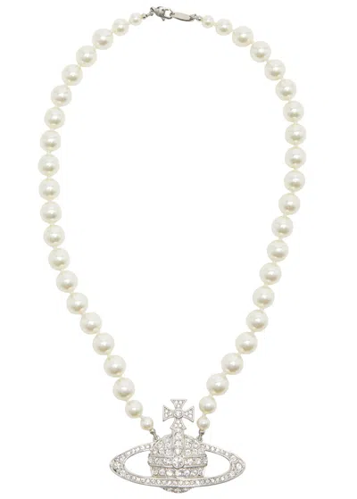 Vivienne Westwood Bas Relief Orb-embellished Pearl Necklace In White