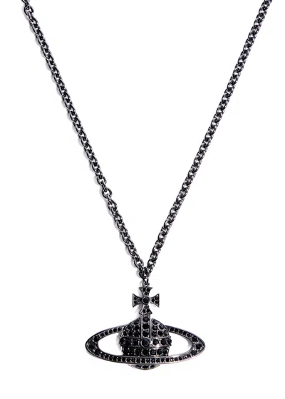 Vivienne Westwood Bas Relief Orb Necklace In Black