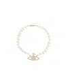 Vivienne Westwood Bas Relief Pearl-chain Choker In Yellow