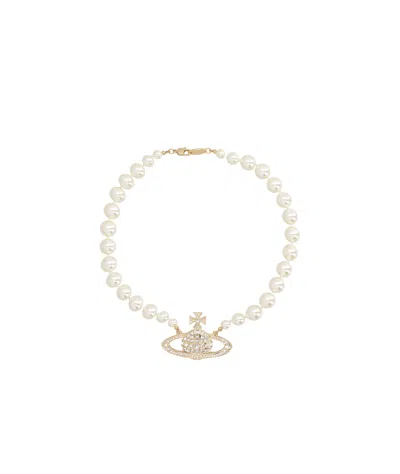 Vivienne Westwood Bas Relief Pearl-chain Choker In Yellow