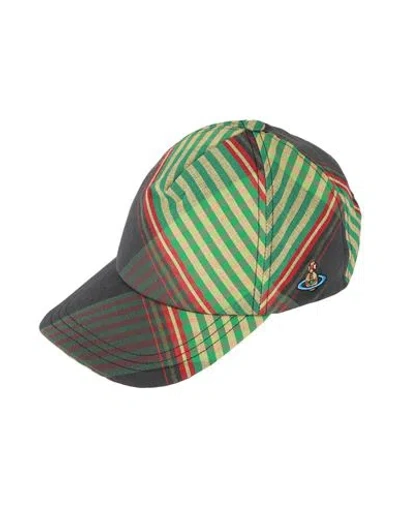 Vivienne Westwood Multicolor Embroidered Cap In Green