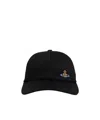 Vivienne Westwood Logo Embroidery Cotton Baseball Cap In Black