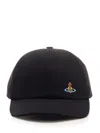 Vivienne Westwood Uni Colour Baseball Cap With Orb Embroidery In Black