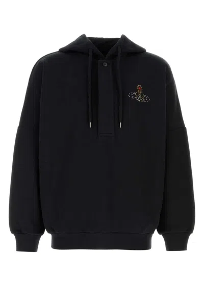 Vivienne Westwood Cotton Hooded Sweatshirt Relaxed Fit Embroidery In Black