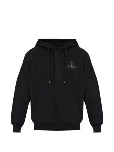 Vivienne Westwood Cotton Hooded Sweatshirt Relaxed Fit Embroidery In Black