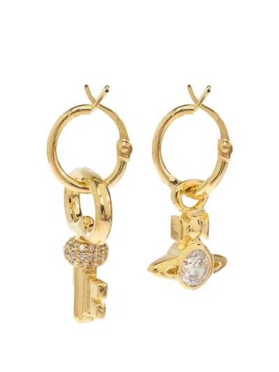 Vivienne Westwood Baya Asymmetric-charm Earrings In Gold