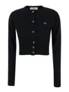 Vivienne Westwood Cropped Cardigan With Button-down Front And Embroidered Detail In Black