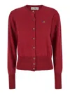 VIVIENNE WESTWOOD BEA BORDEAUX CARDIGAN WITH ORB EMBROIDERY AND BRANDED BUTTON IN COTTON AND CASHMERE WOMAN