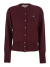 Vivienne Westwood Bea Bordeaux Cardigan With Orb Embroidery In Cotton And Cashmere Woman In Burgundy