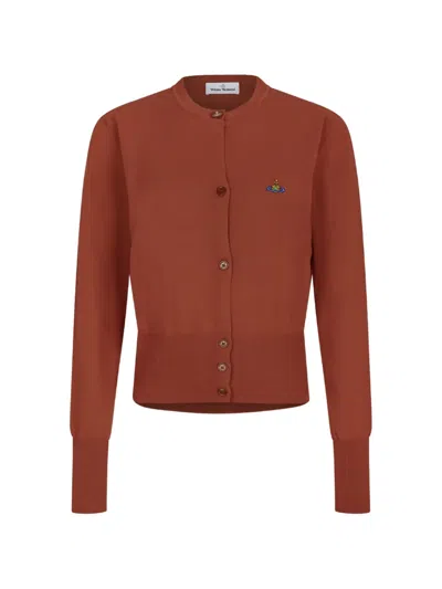 Vivienne Westwood Bea Button Embroidered Cardigan In Brown
