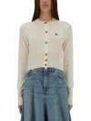 Vivienne Westwood Cardigan Bea In Misto Cotone Sabbia Donna In White