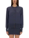 Vivienne Westwood Logo Embroidered Buttoned Cardigan In Blue