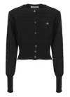Vivienne Westwood Orb-embroidered Cropped Cardigan In Black