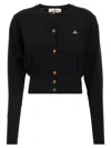 Vivienne Westwood Orb-embroidered Cropped Cardigan In Black