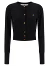 Vivienne Westwood Cropped Cardigan With Button-down Front And Embroidered Detail In Black