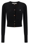 Vivienne Westwood Cropped Cardigan With Button-down Front And Embroidered Detail In Black