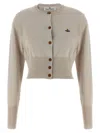 Vivienne Westwood Embroidered-logo Crop-length Cardigan In Gray